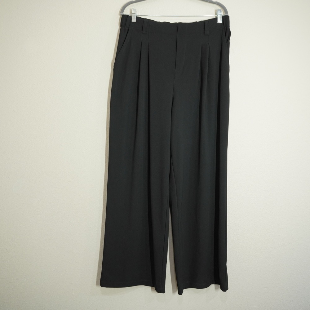 Halara Size XL Black Wide Leg Trousers Pleated High Rise Pants Flowy Office